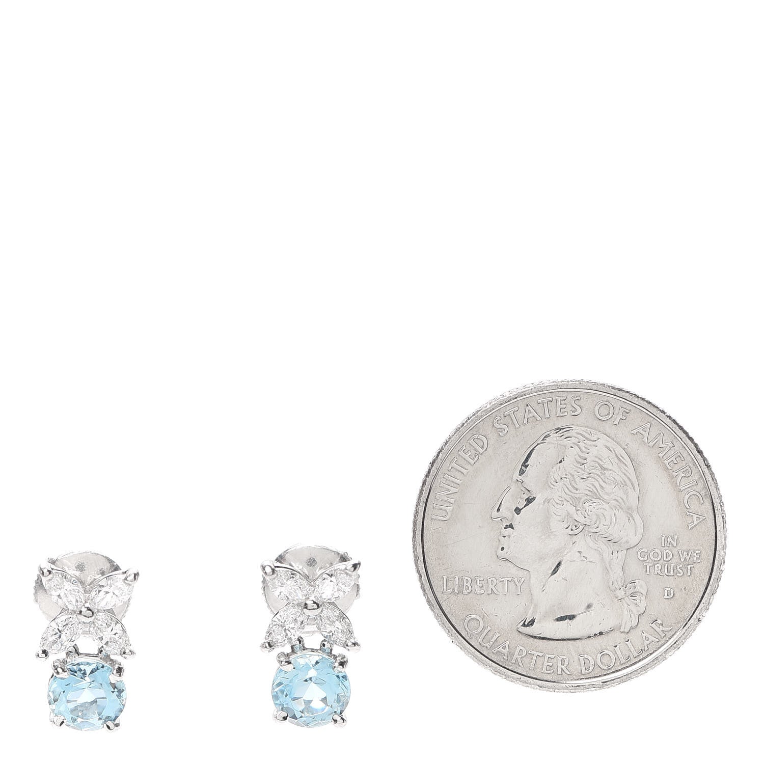 Tiffany Platinum Diamond Aquamarine Victoria Earrings 2 of 4
