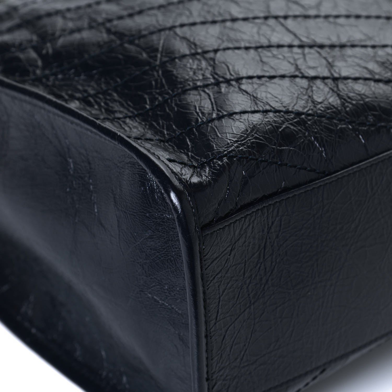 Saint Laurent Crinkled Calfskin Matelasse Monogram Niki Shoulder Bag Deep Marine 11 of 13