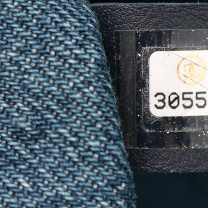 Chanel Denim Quilted CC Print Jumbo Single Flap Blue 7 of 11
