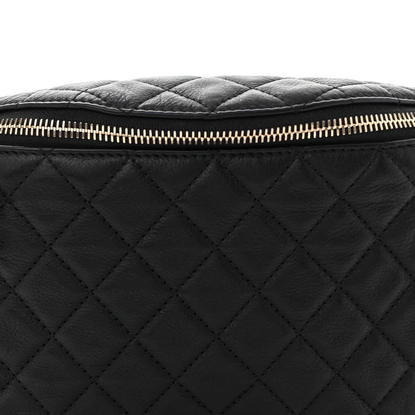 Calfskin Quilted Banane Waist Bag Fanny Pack Black