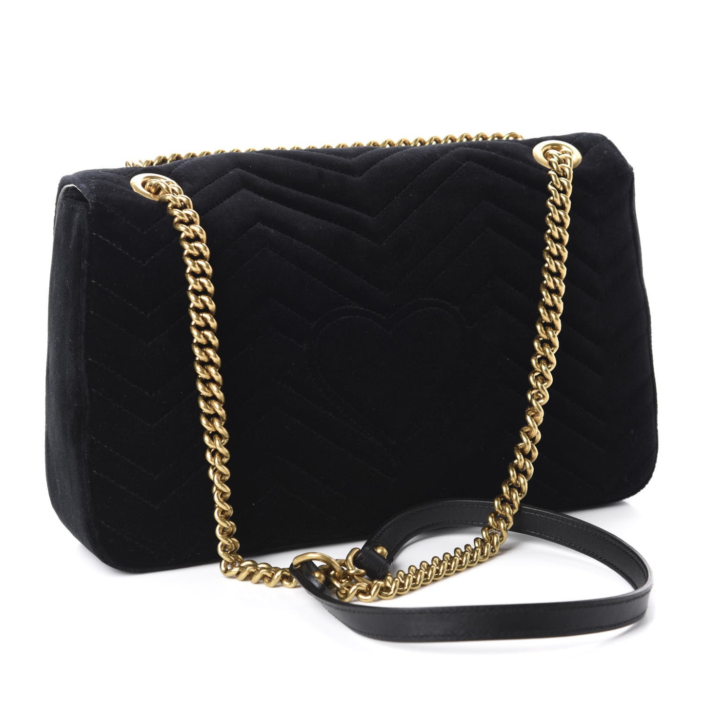 Velvet Matelasse Loved Embroidered Medium GG Marmont Shoulder Bag Black