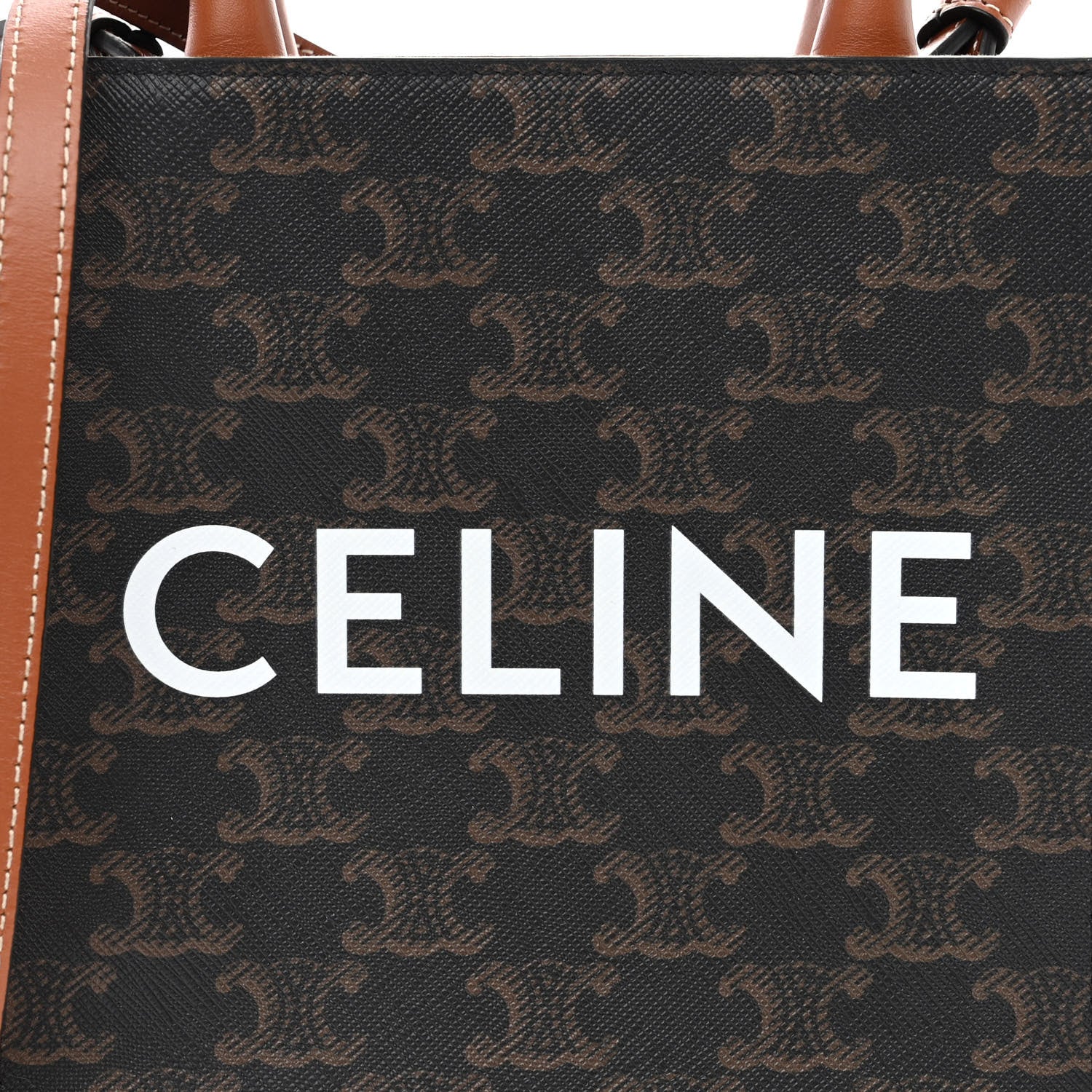 Celine Triomphe Canvas Calfskin Mini Vertical Cabas Tan 7 of 10