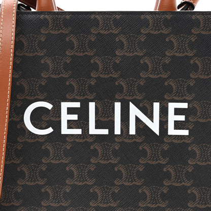 Celine Triomphe Canvas Calfskin Mini Vertical Cabas Tan 7 of 10