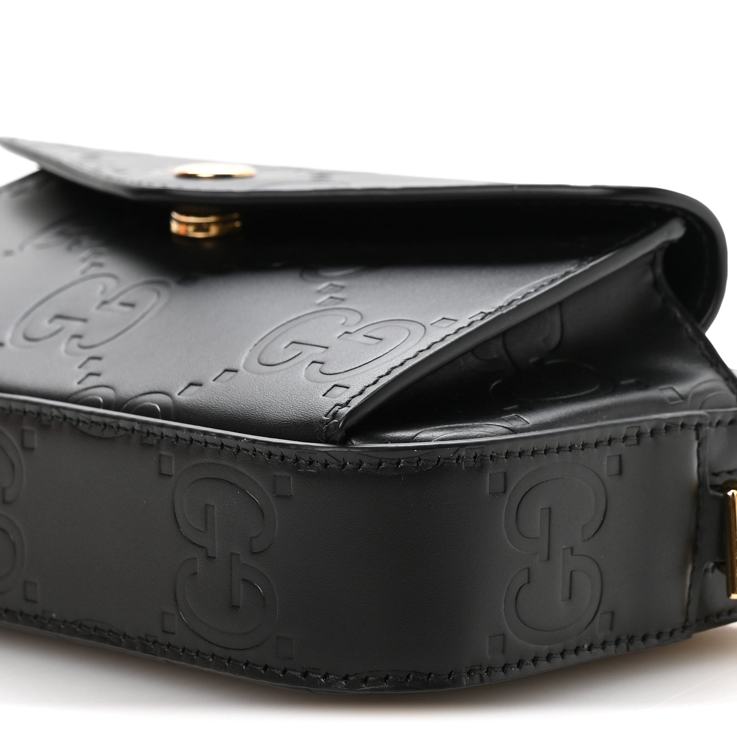 Calfskin GG Super Mini Debossed Chain Wallet Black
