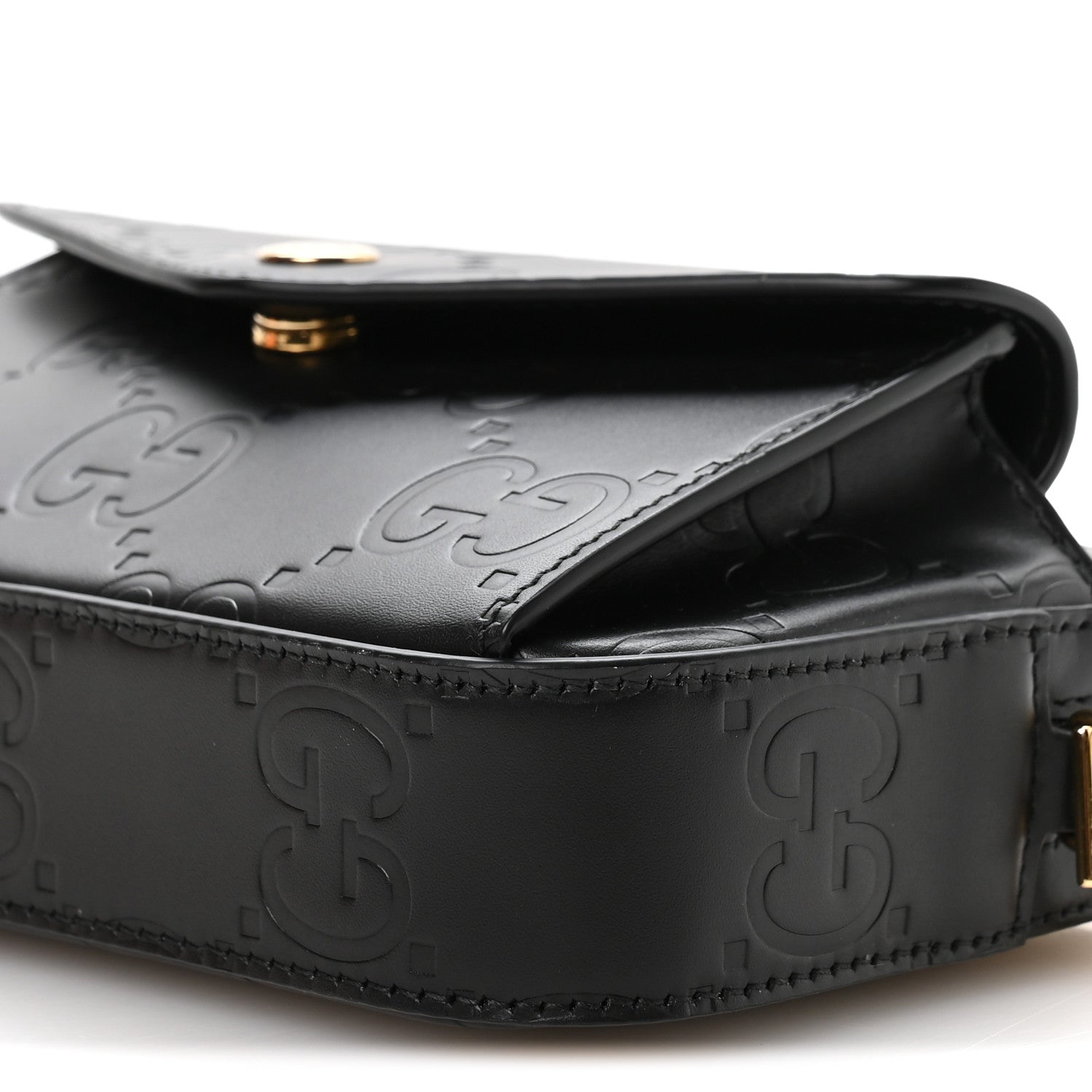 Gucci Calfskin GG Super Mini Debossed Chain Wallet Black 10 of 11