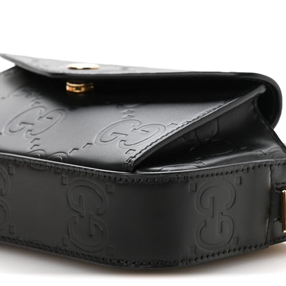 Gucci Calfskin GG Super Mini Debossed Chain Wallet Black 10 of 11