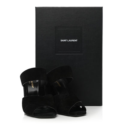 Saint Laurent Suede Oak Mule Sandals 37 Black 9 of 9