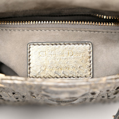 Christian Dior Metallic Snakeskin Cannage Mini Lady Dior Silver 6 of 10