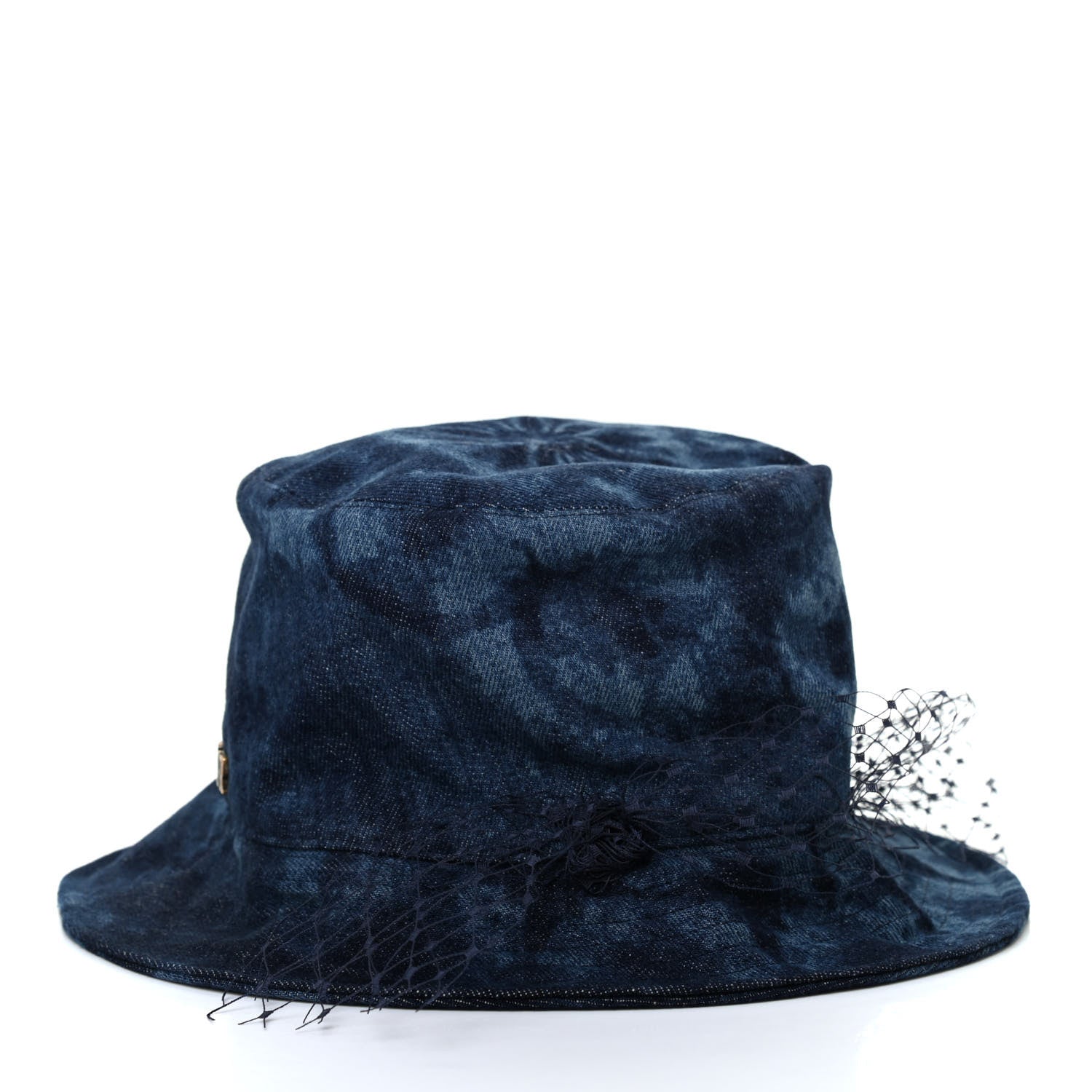 Christian Dior Cotton Small Kaleidoscopic Brim Bucket Hat with Veil 57 Blue 4 of 10