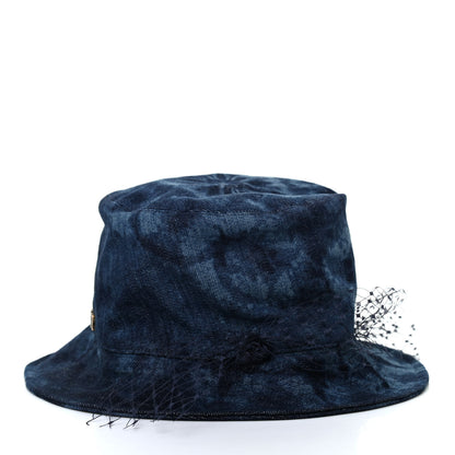 Christian Dior Cotton Small Kaleidoscopic Brim Bucket Hat with Veil 57 Blue 4 of 10