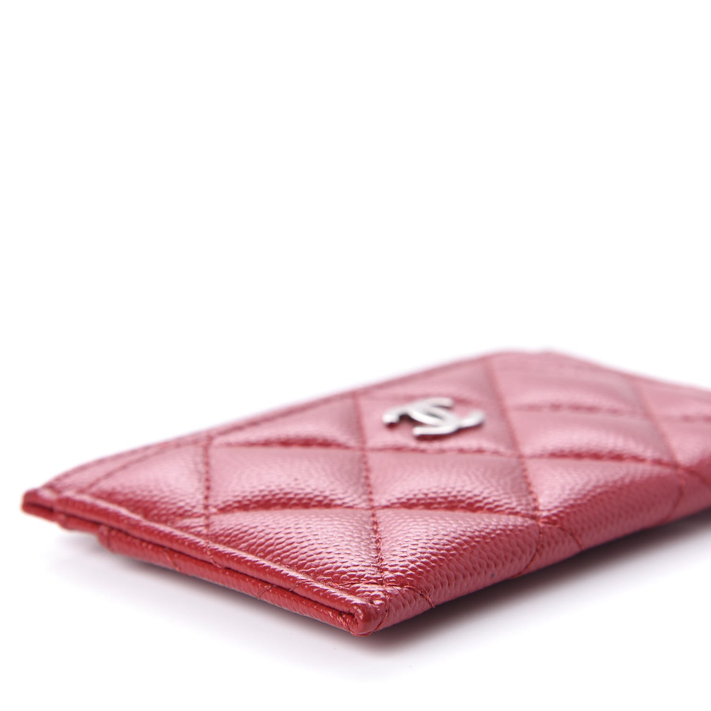 Caviar Quilted Card Holder Dark Red