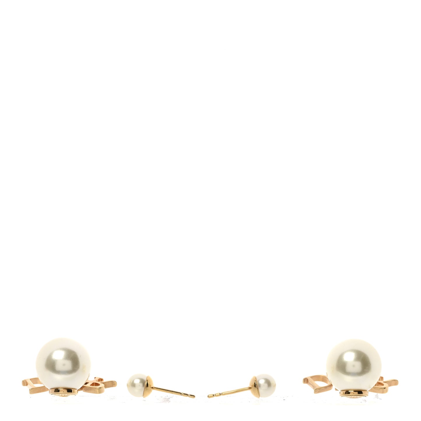Pearl Tribal Logo Earrings Gold White