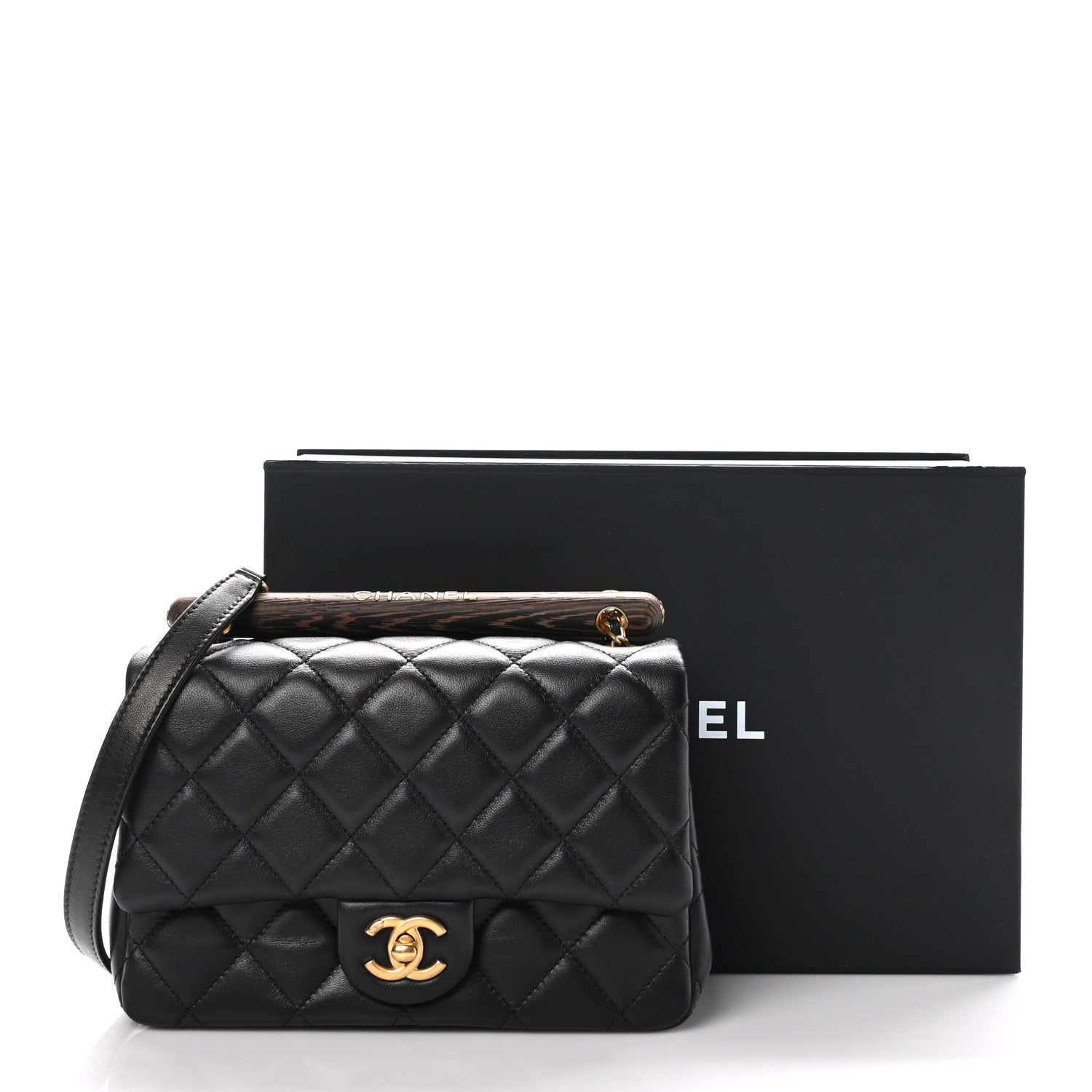 Chanel Lambskin Quilted Small Wenge Wood Flap Black 11 of 11