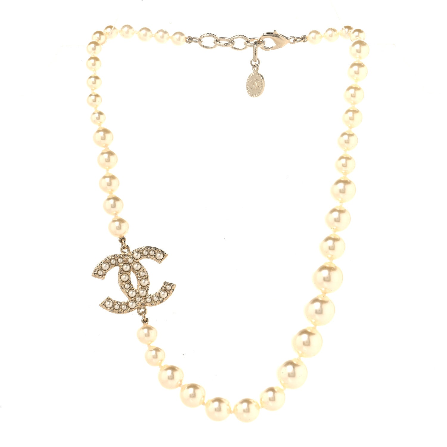 Chanel Pearl CC 100th Anniversary Necklace Light Gold 3 of 5