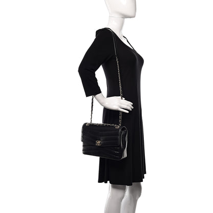 Chanel Shiny Lambskin Chevron Quilted Miroir Black 2 of 10