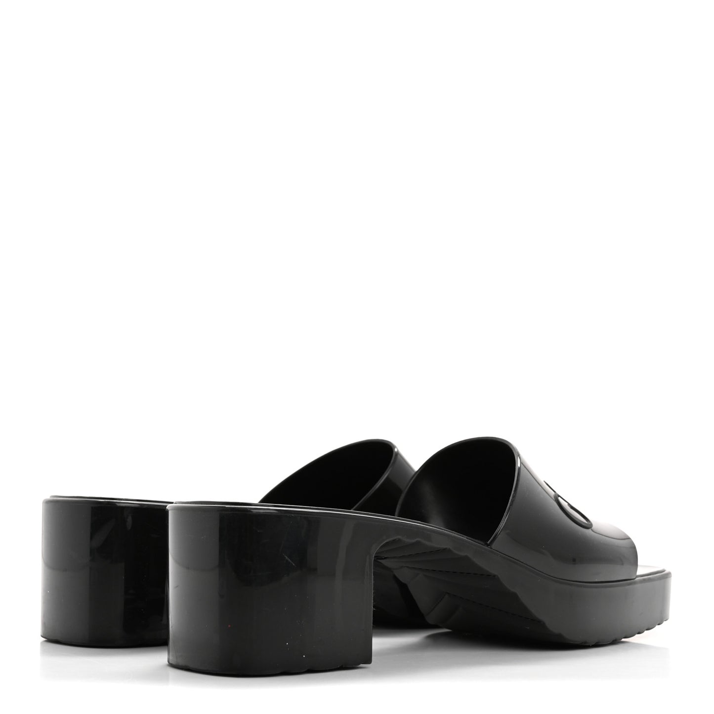 Rubber Gucci Logo Womens Platform 20/60mm Slide Sandals 38 Black