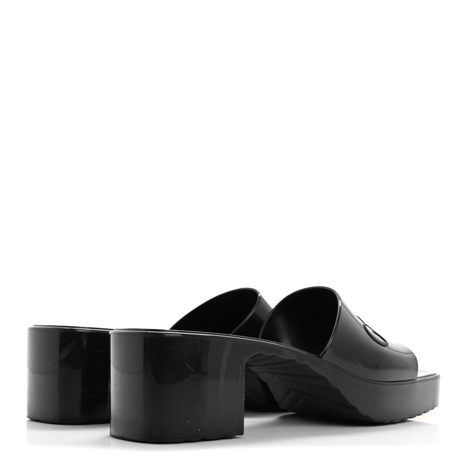 Gucci Rubber Gucci Logo Womens Platform 20/60mm Slide Sandals 38 Black 5 of 9