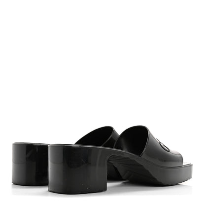 Gucci Rubber Gucci Logo Womens Platform 20/60mm Slide Sandals 38 Black 5 of 9