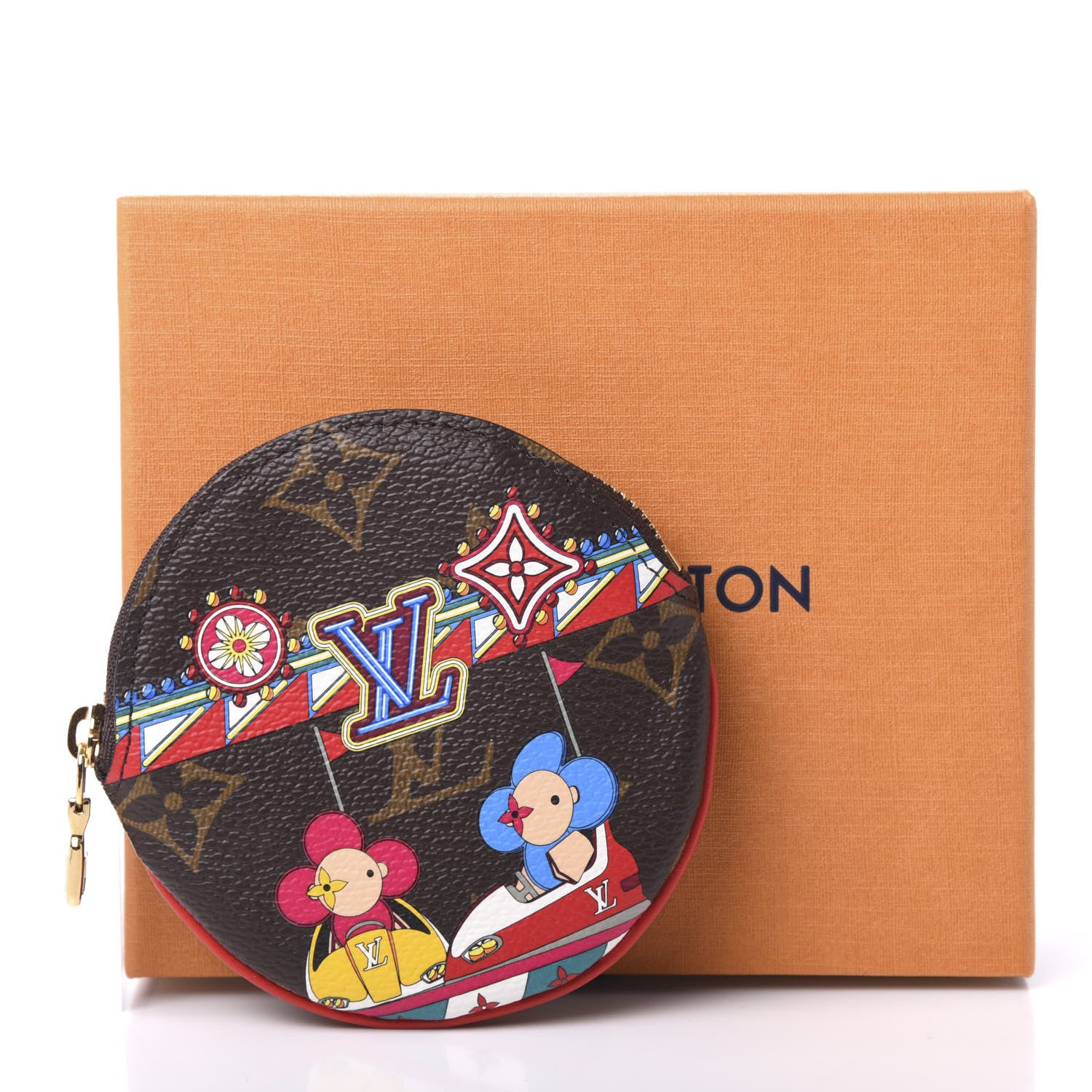 Louis Vuitton Monogram 2020 Christmas Animation Bumper Cars Round Coin Purse Coquelicot 9 of 9