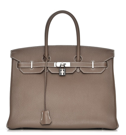 Hermes Taurillon Clemence Birkin 35 Etoupe 1 of 29