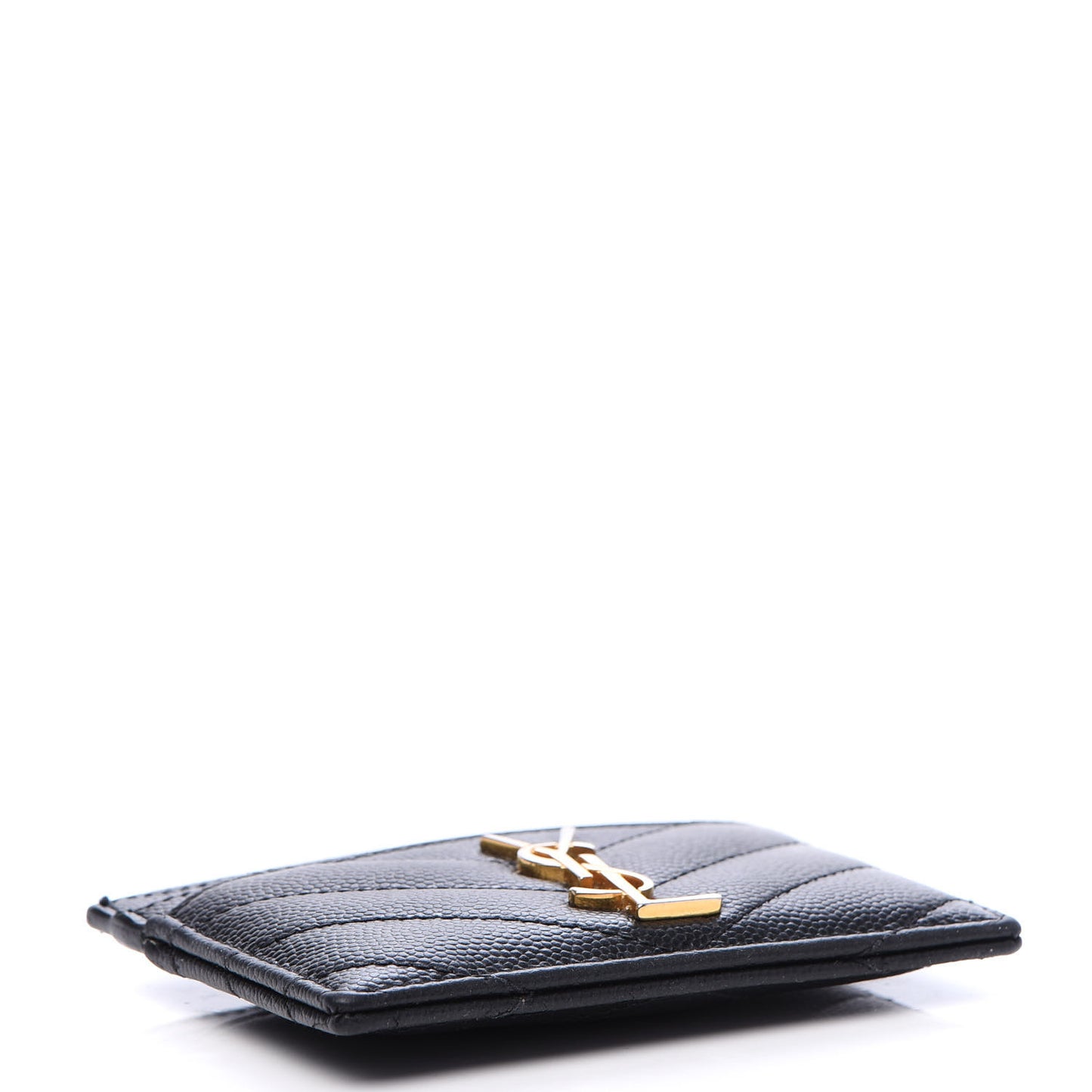 Grain De Poudre Matelasse Chevron Monogram Credit Card Case Black