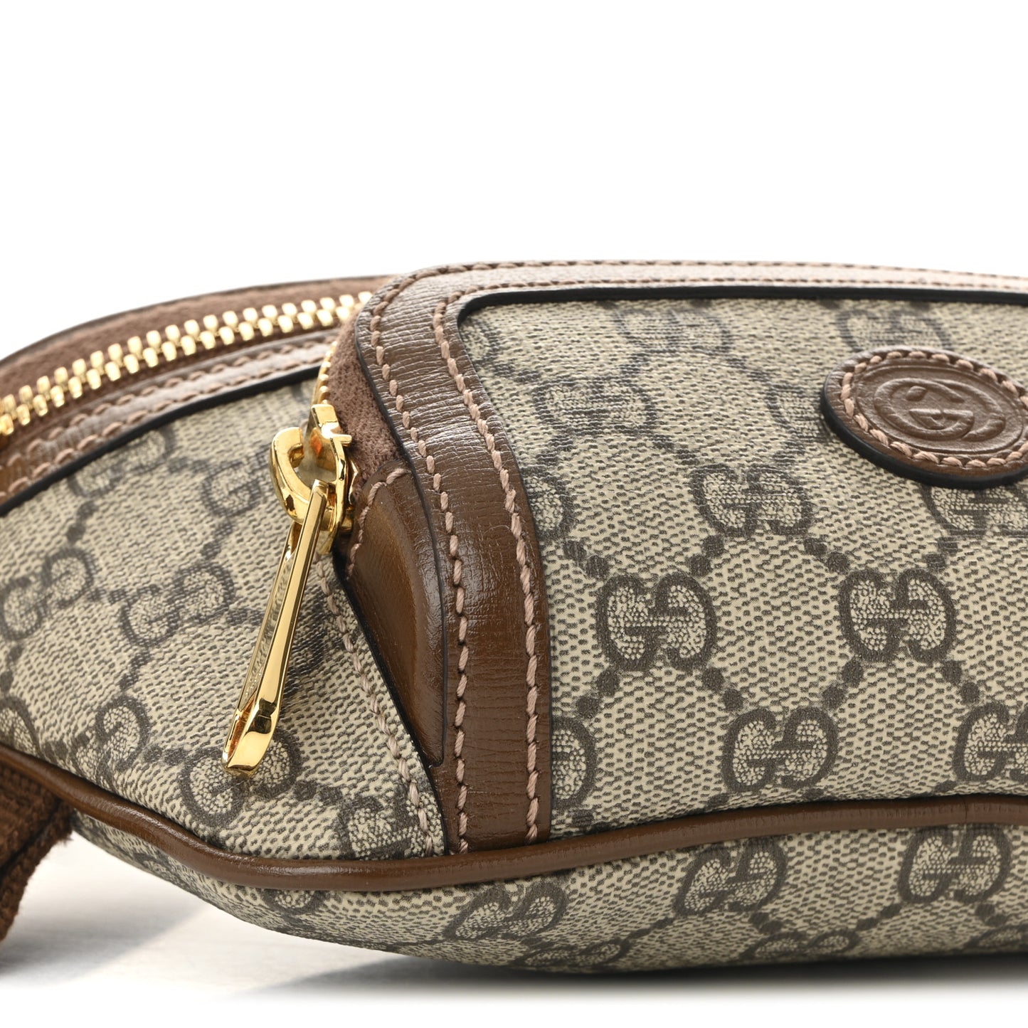 GG Supreme Monogram Textured Calfskin Retro Interlocking G Belt Bag Beige Ebony Brown Sugar
