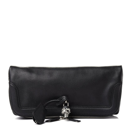 Alexander McQueen Grainy Calfskin Padlock Skull Clutch Black 1 of 8