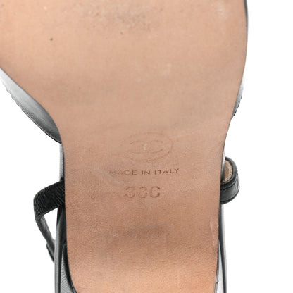 Chanel Goatskin Grosgrain Cap Toe CC Slingback Sandals 38 Black 6 of 9