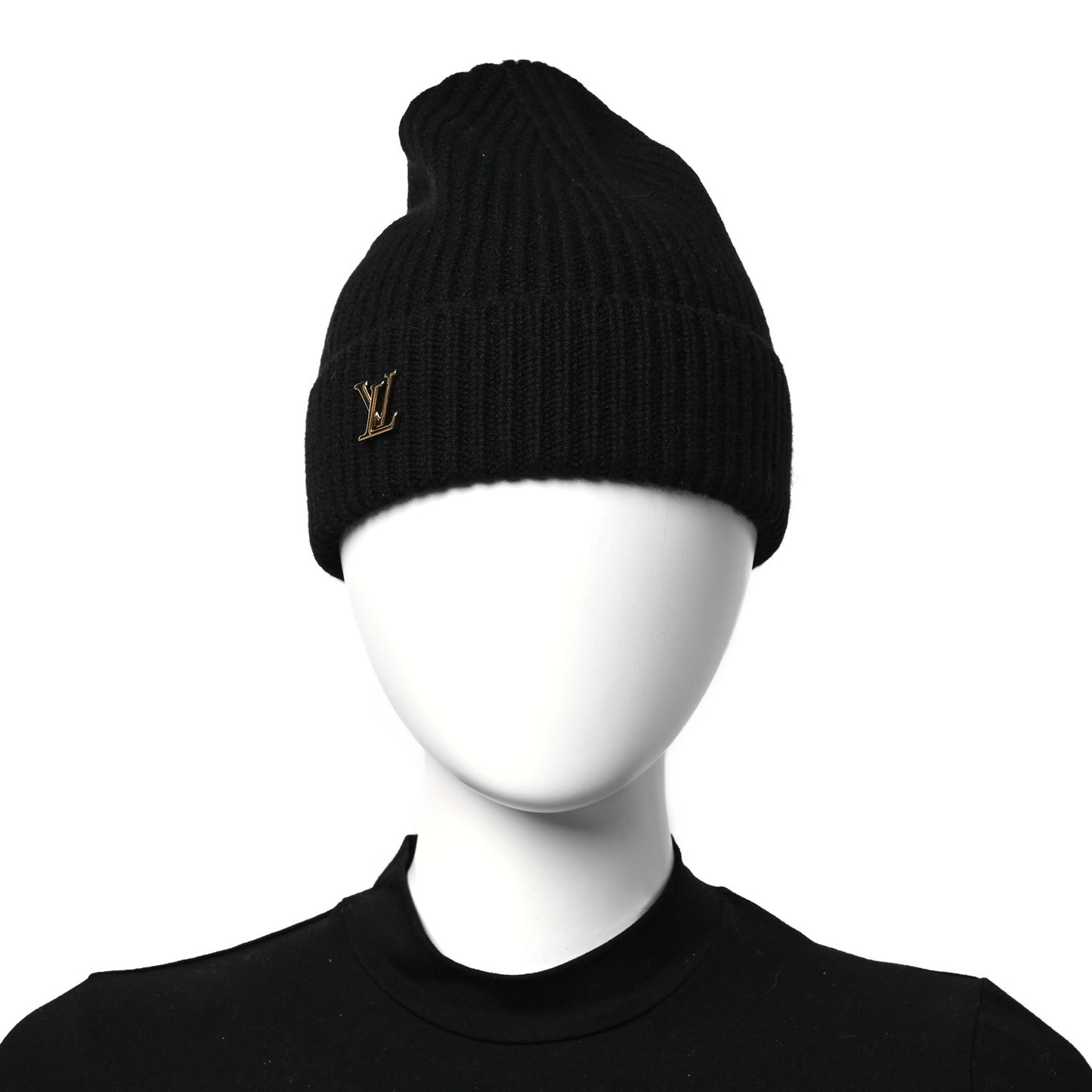 Cashmere Ribbed LV Spark Beanie Black