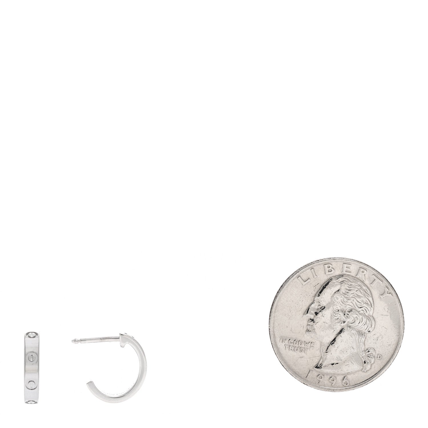 Cartier 18K White Gold Small LOVE Hoop Earrings 2 of 5