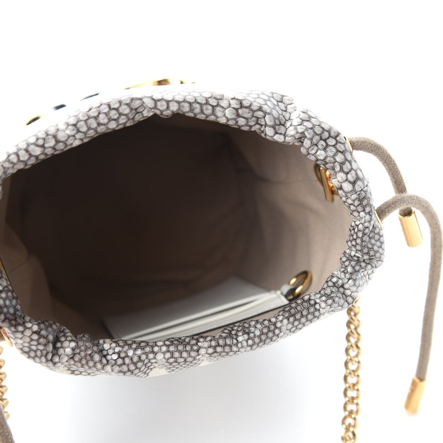 Snakeskin Mini Zumi Bucket Bag Grey