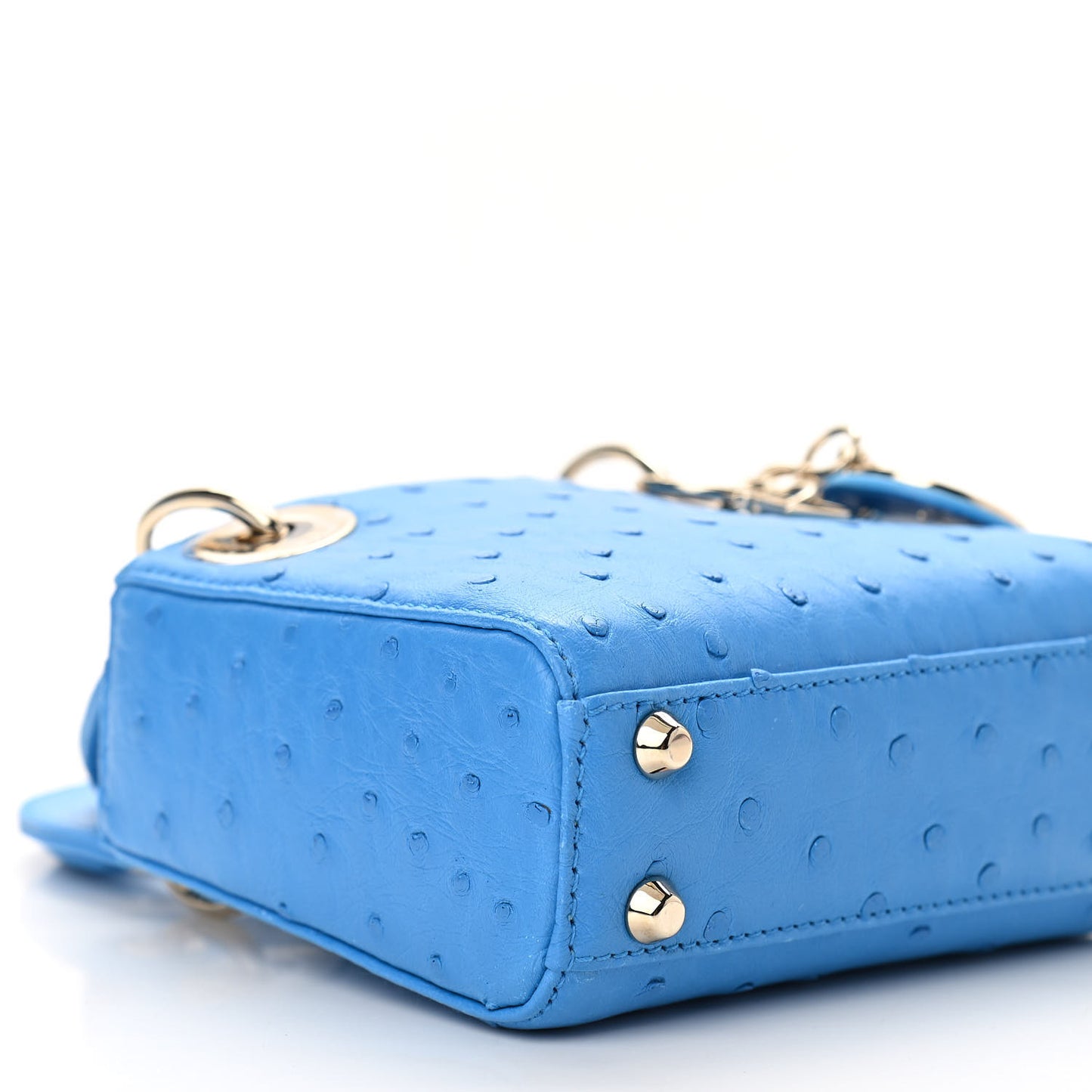 Ostrich Micro Lady Dior Blue