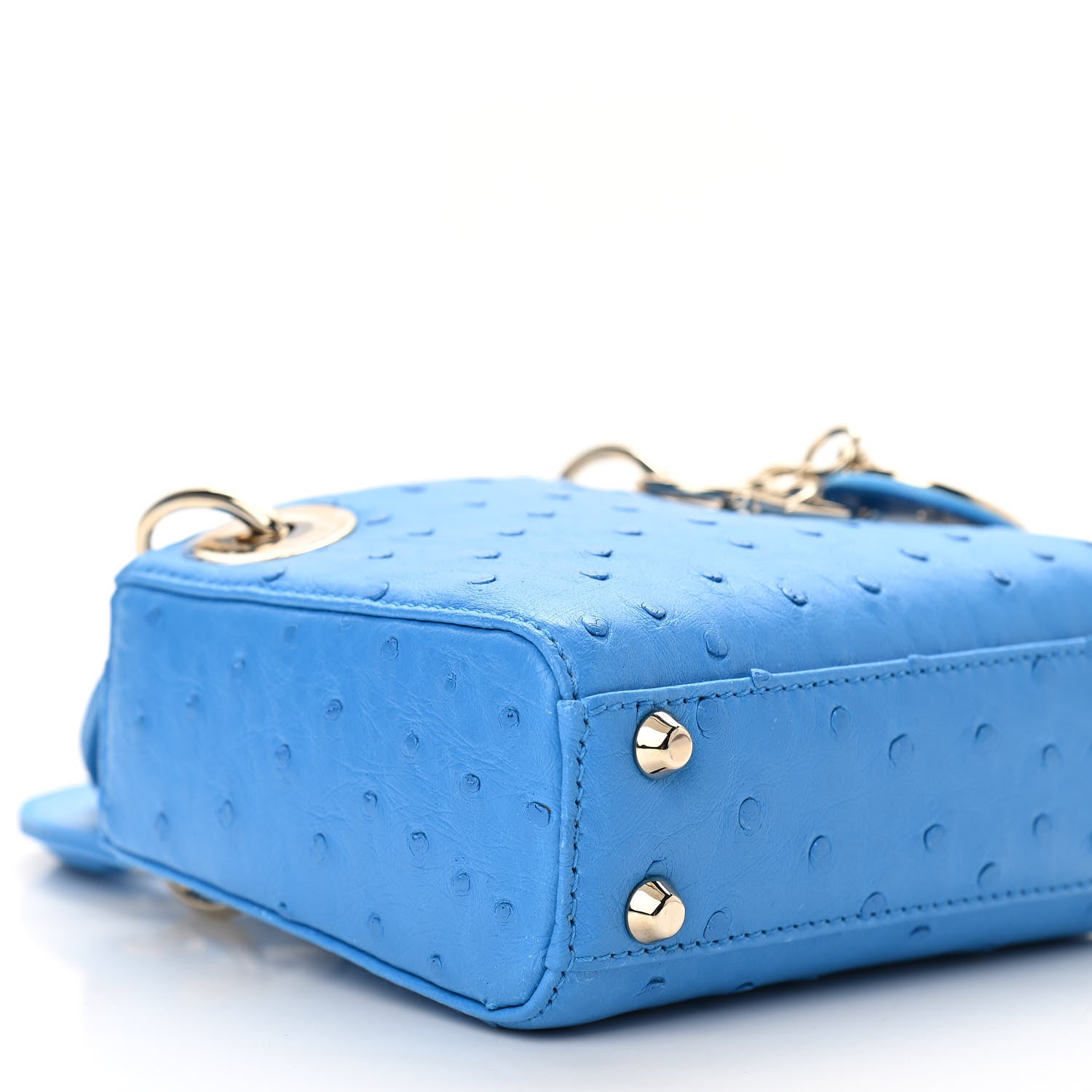 Christian Dior Ostrich Micro Lady Dior Blue 8 of 9