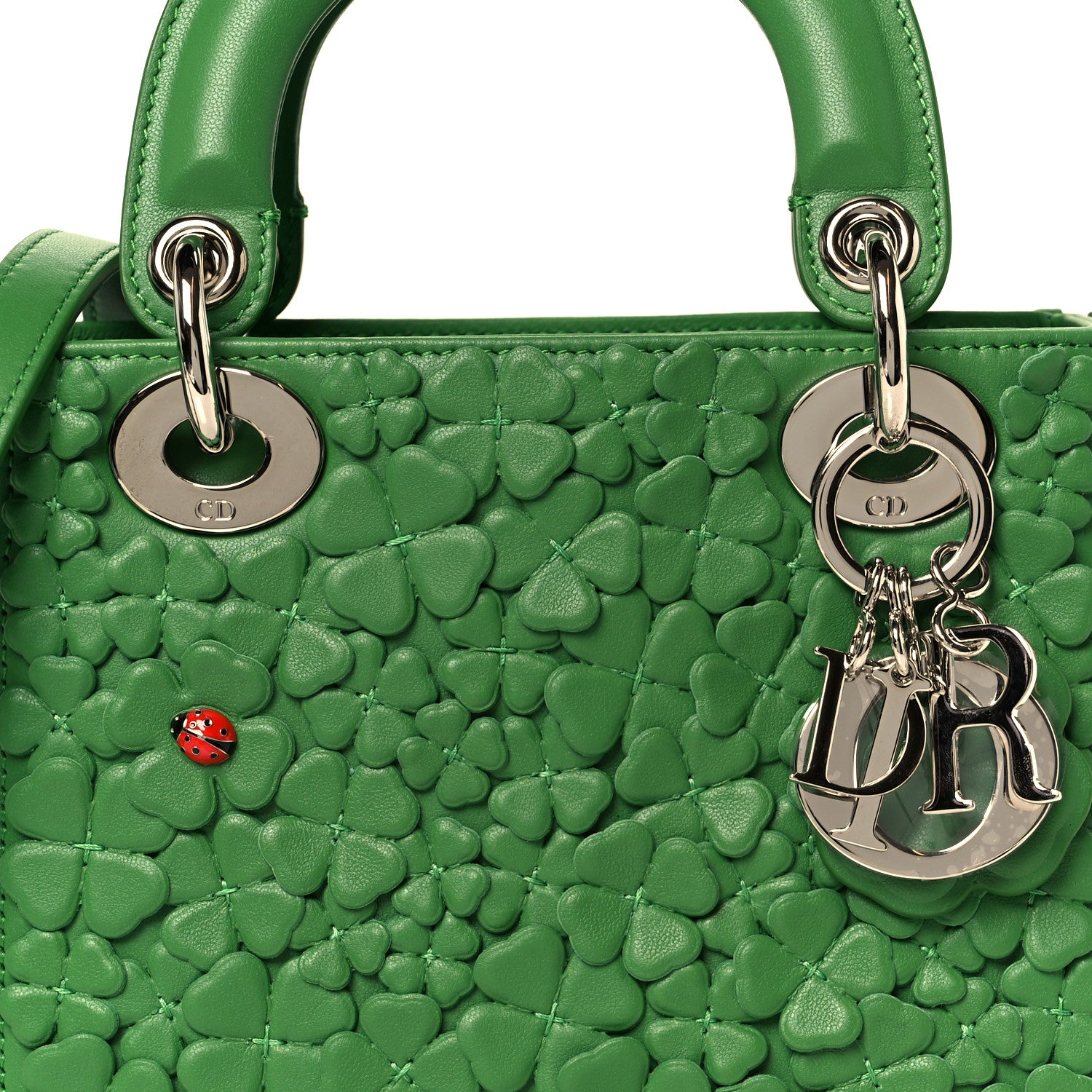 Christian Dior Lambskin Clover Allover Embroidered Mini Lady Dior