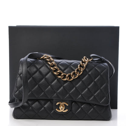 Chanel Shiny Sheepskin Quilted Large Trapezio Flap Black 10 of 10