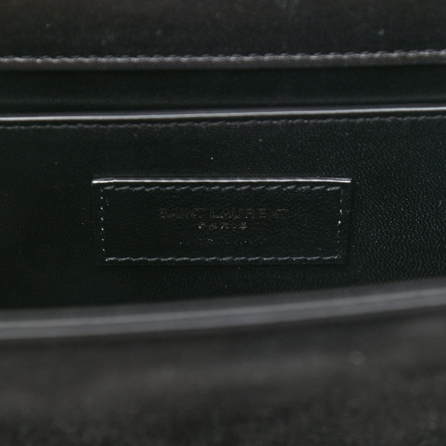 Suede Sequin Small Classic Monogram Kate Satchel Black