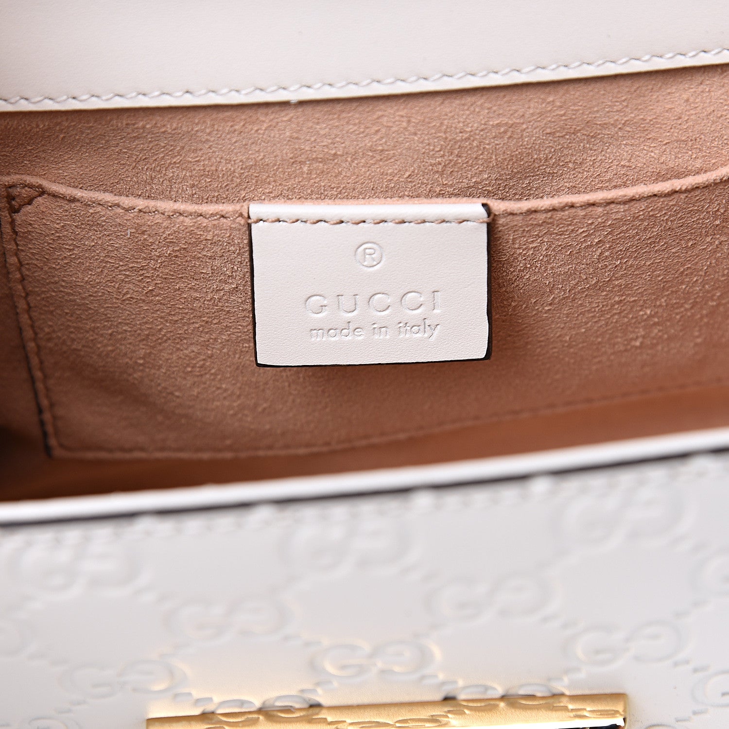 Gucci Guccissima Small Padlock Shoulder Bag White 5 of 10