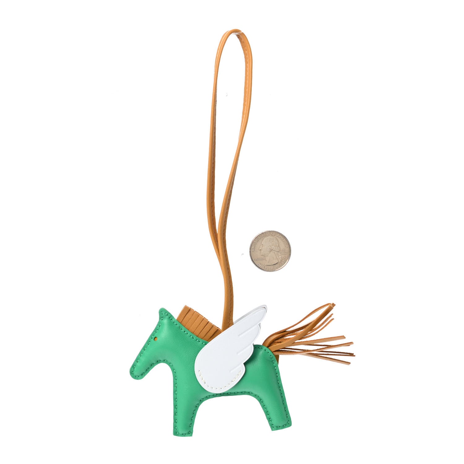 Hermes Milo Lambskin Grigri Rodeo Pegase Horse Bag Charm PM Menthe Sesame Bleu Brume 2 of 4