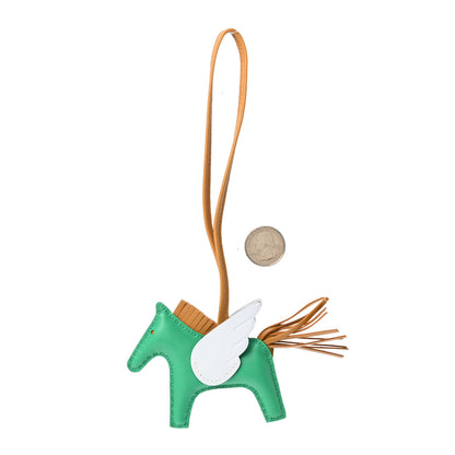 Hermes Milo Lambskin Grigri Rodeo Pegase Horse Bag Charm PM Menthe Sesame Bleu Brume 2 of 4
