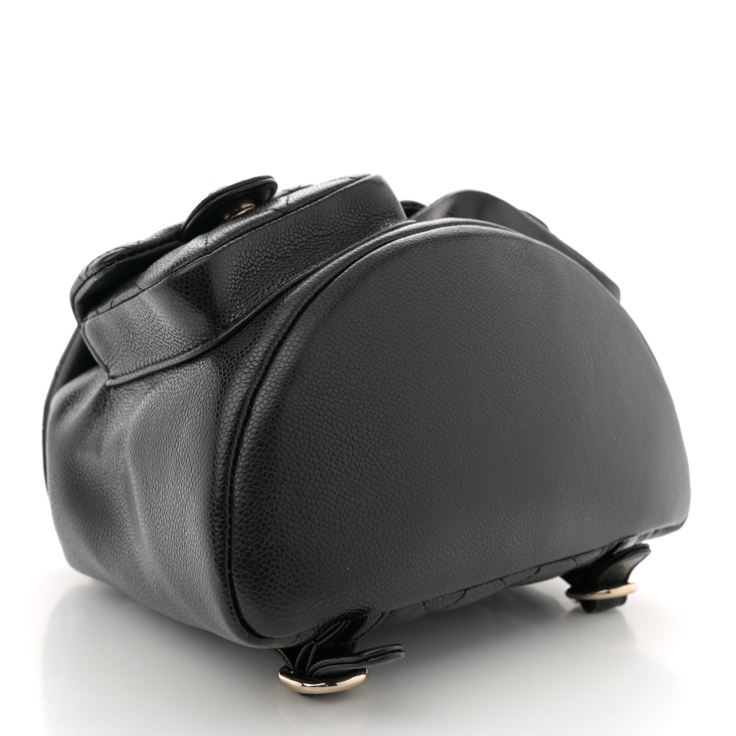 Shiny Caviar Quilted Medium Duma Pockets Drawstring Backpack Black