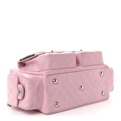 Chanel Calfskin Quilted Large Cambon Multipocket Reporter Pink Black 4 of 11