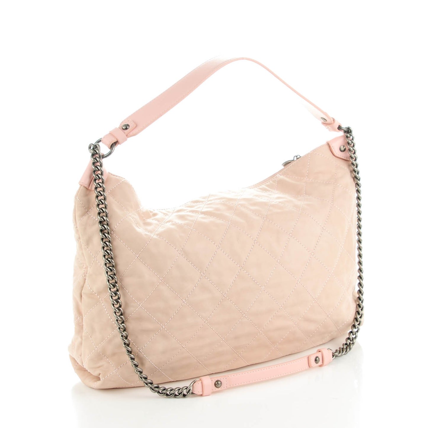 Iridescent Calfskin Quilted Coco Daily Hobo Rose Clair