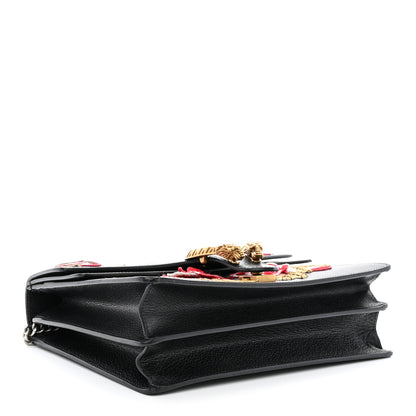 Gucci Calfskin Web Floral Embroidered Medium Dionysus Shoulder Bag Black 4 of 12