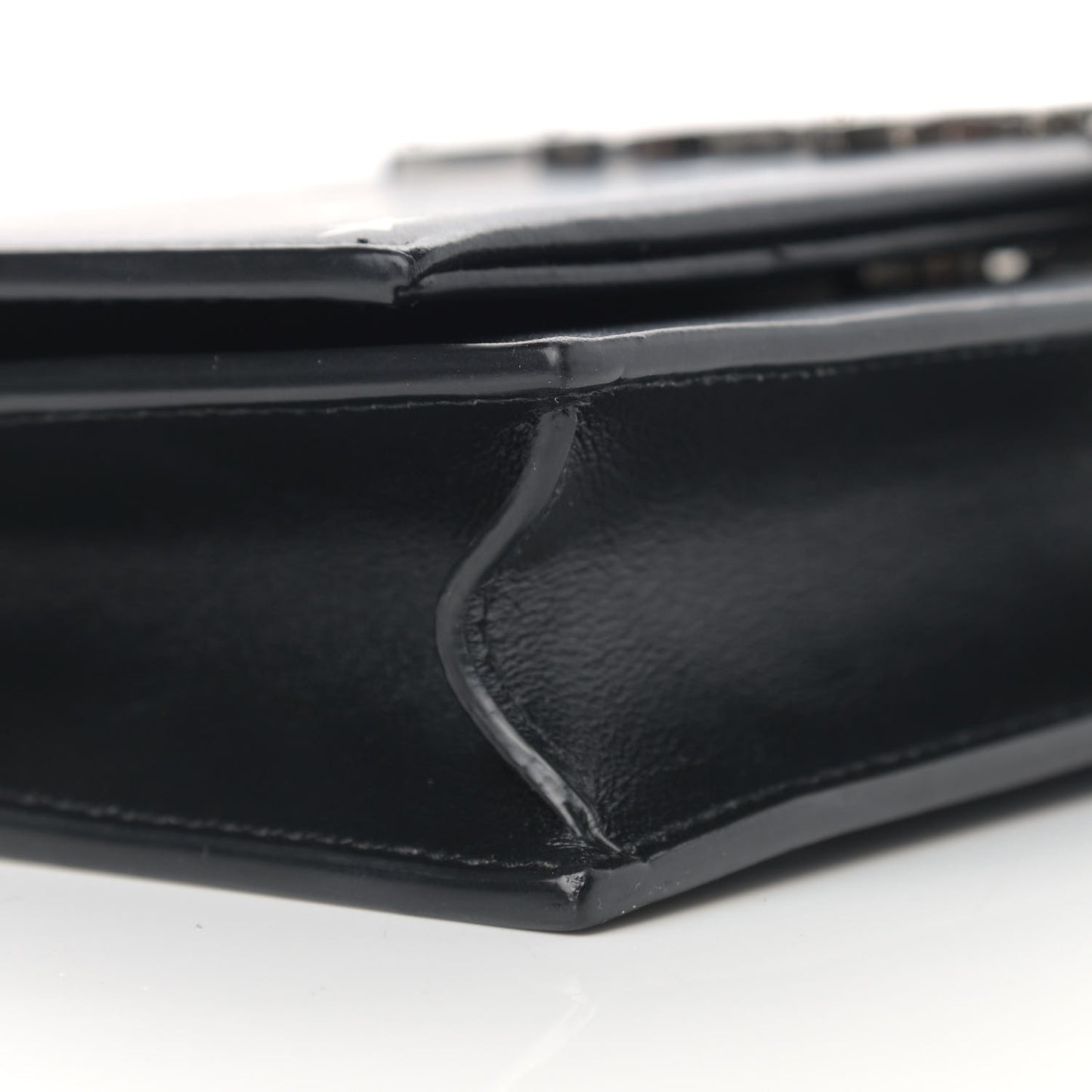 Calfskin Star Print Monogram Kate Tassel Chain Wallet Black Silver