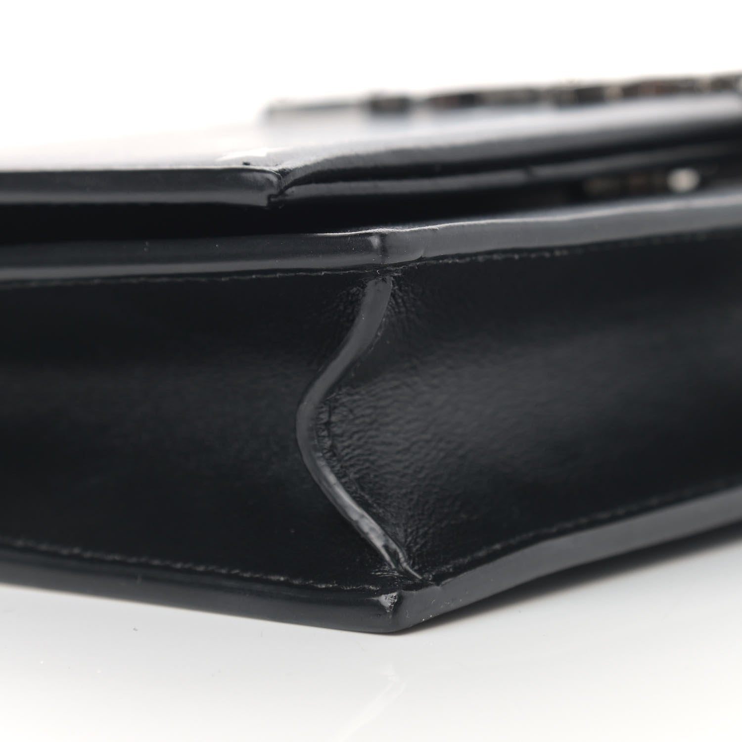 Saint Laurent Calfskin Star Print Monogram Kate Tassel Chain Wallet Black Silver 7 of 9