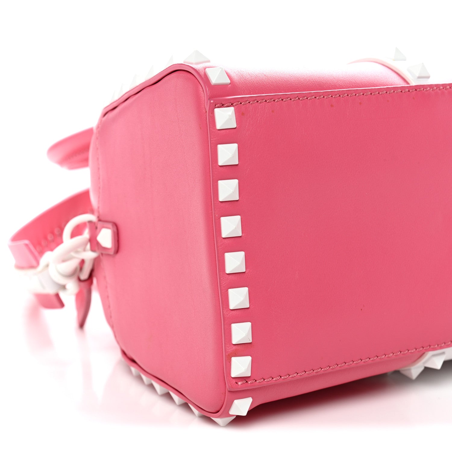 Valentino Garavani Vitello Colorblock Free Rockstud Top Handle Shoulder Bag Pink Optic White 8 of 13