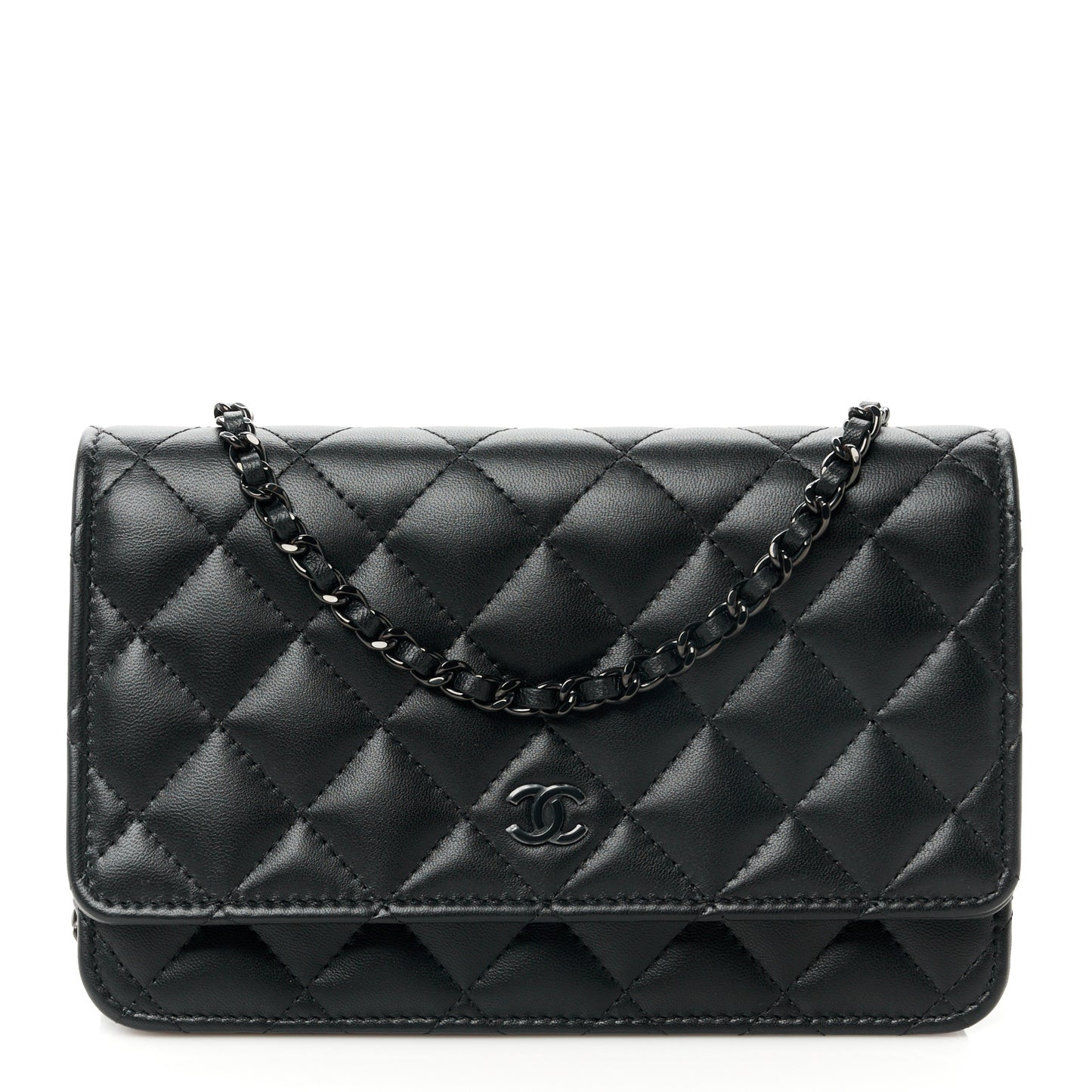 Lambskin Quilted Wallet On Chain WOC So Black