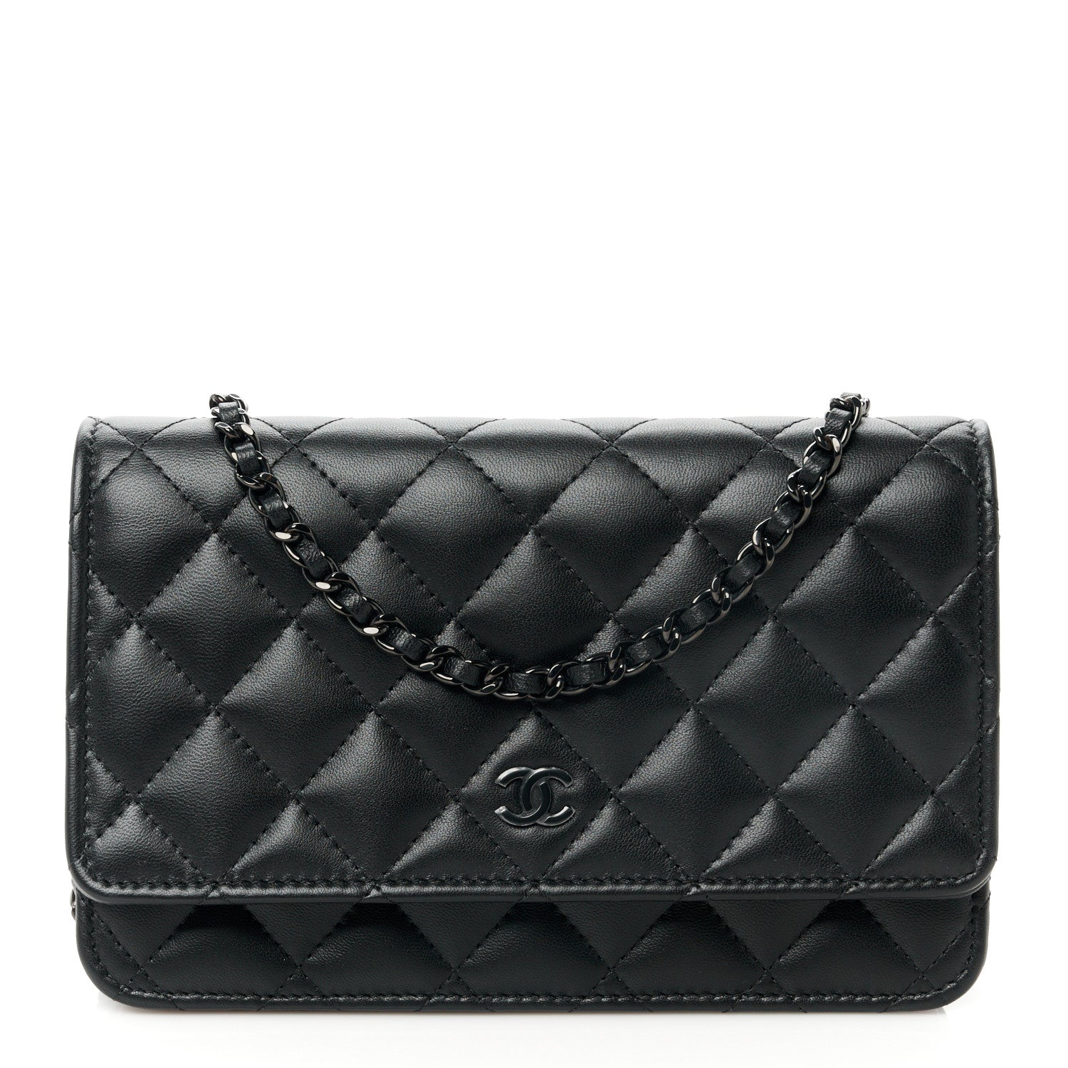 Chanel Lambskin Quilted Wallet On Chain WOC So Black 1 of 11
