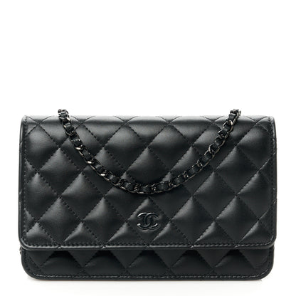 Chanel Lambskin Quilted Wallet On Chain WOC So Black 1 of 11