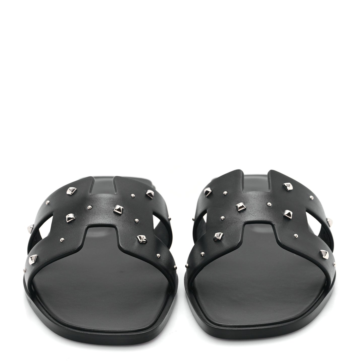 Calfskin Studded Oran Sandals 37.5 Black